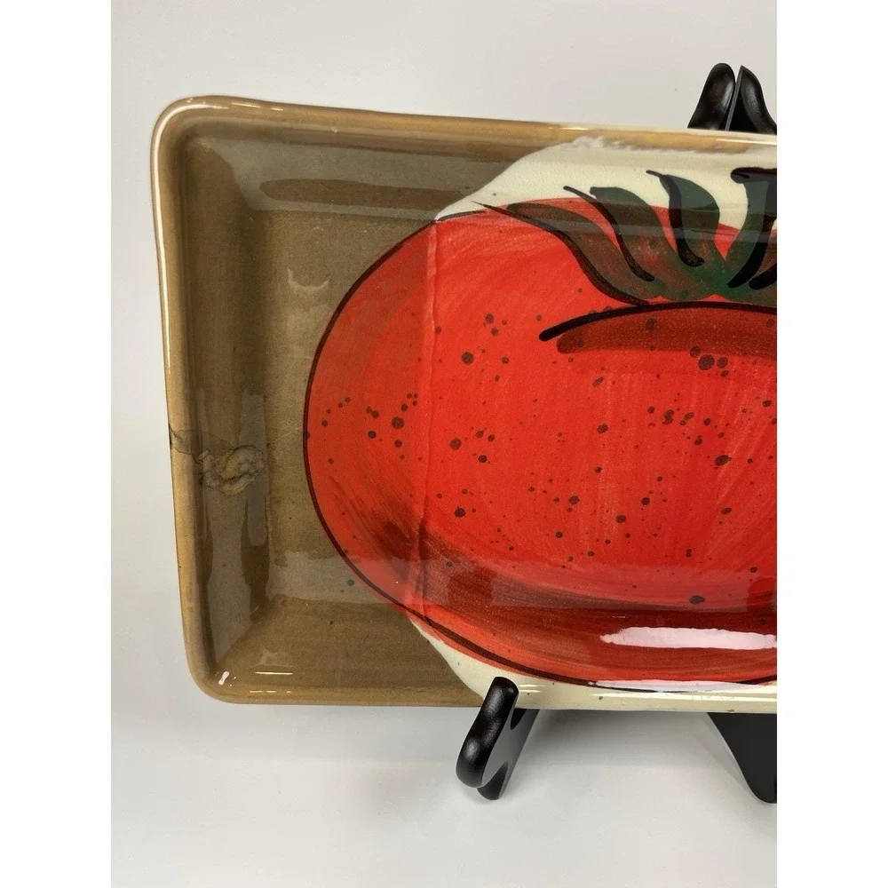 Crate and Barrel Roma Tomato Rectangular Tray Serving Dish Handpainted‎  Italy